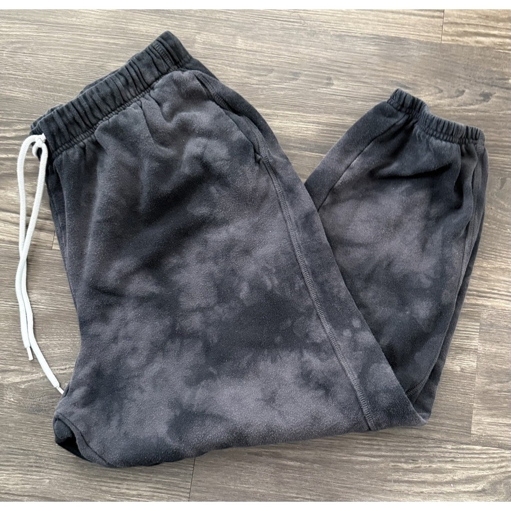 Black Tie Dye Cropped Ankle Sweatpants L Grunge 90s Y2K Urban Skater Streetwear